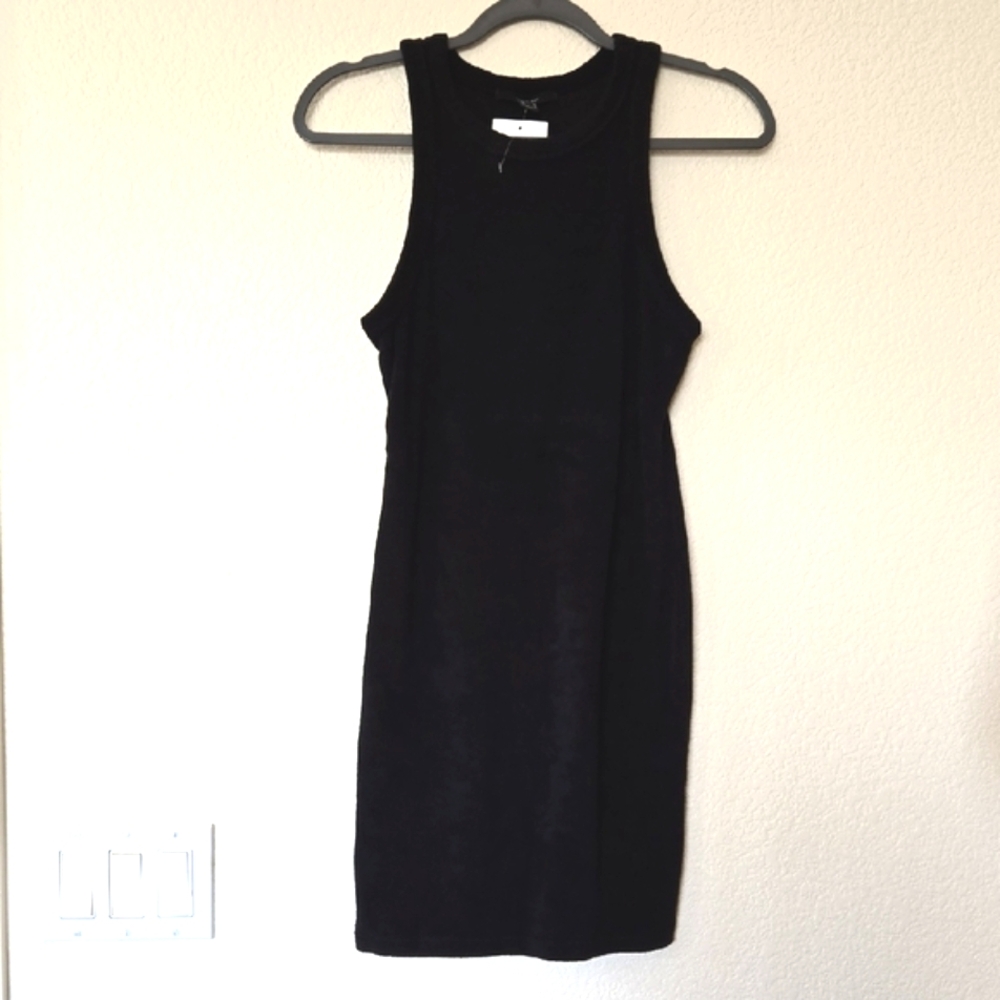 New Black Terry Cloth Knit Mini Dress Forever 21 Size Small